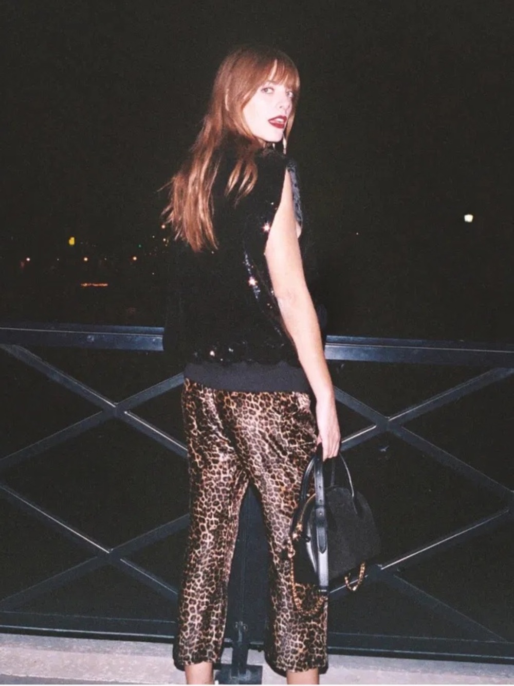 The Kooples Sport Leopard Velvet Silk Viscose Harem Pants Size 2